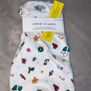 Janie and Jack white pajamas set age‎ 12 - 18 months gingerbread men holiday